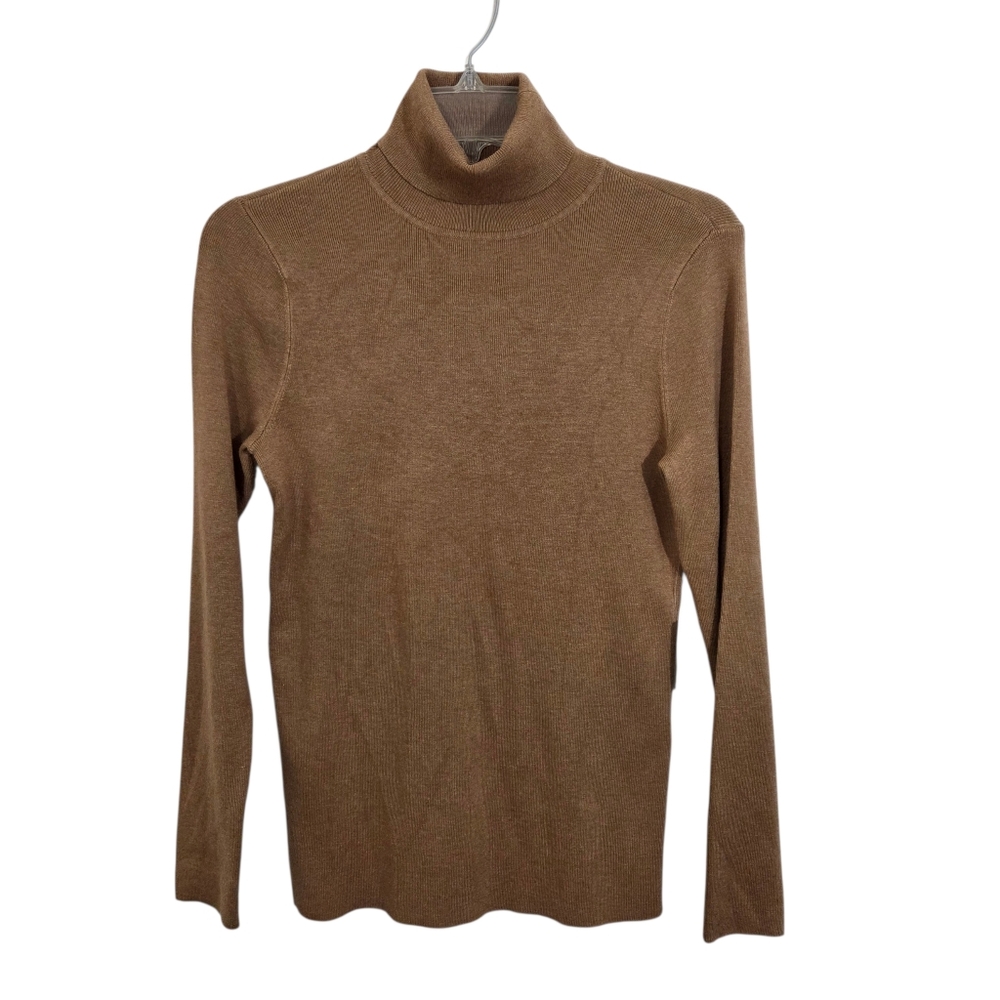 NWT Chico's Ecovero Turtleneck Sweater Camel Heather Size Small Neutral Casual